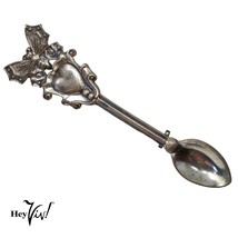 Vintage Sterling Silver Spoon Pin Detailed Butterfly Heart Design 2.5&quot; -... - £21.86 GBP