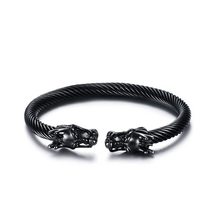 Retro Adjustable Metal Jewelry Ornaments Twisted Cord Bracelet Zodiac Dragon Cuf - £7.82 GBP+