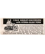 1949 Harley Davidson Motorcycle Hydra Glide Advertisement Automobilia Bi... - $27.34 CAD