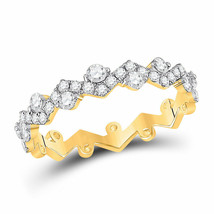 10kt Yellow Gold Womens Round Diamond ZigZag Stackable Band Ring 1/2 Cttw - $533.21