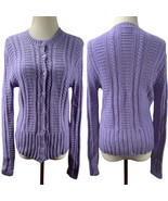 TSE Cashmere Cable Knit Purple Cardigan Sweater Size M Button Up Stretch - £67.14 GBP