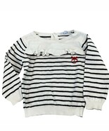 Jacadi Paris Baby Striped Ruffle Sweater With Red Embroidery 18M Damaged - $6.56 CAD