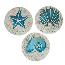 Zeckos 3 Piece Blue Seashell Beach Design Cement Wall Hanging Set - £39.46 GBP