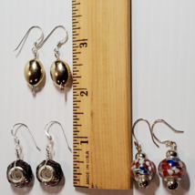 3 Pair Bundle Pack Lot 925 Sterling Silver Dangle Earrings Glass Lucite  13.8 gr - £29.18 GBP