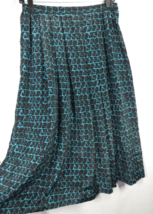 Vintage Leslie Fay Women&#39;s Black Blue Triangle Print Midi Skirt Size 8 - £15.79 GBP