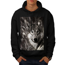 Wellcoda Lonely Wolf Face Mens Hoodie, Wild Casual Hooded Sweatshirt - £25.76 GBP+