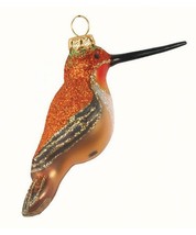Rufous Hummingbird Blown Glass Handcrafted Bird Christmas Ornament NIB - £17.06 GBP