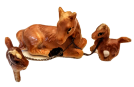 Ceramic Porcelain Horse Figurine Set MCM VTG Japan Mare &amp; Foals Family o... - €17,18 EUR