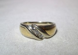10K White Yellow Gold Two Tone Mens Diamond Ring Size 9 1/4 K787 - £537.45 GBP