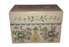 Vtg J Chen Pennsylvania Dutch Design Floral Vine Herbs Grinder Recipe Box USA - £10.79 GBP