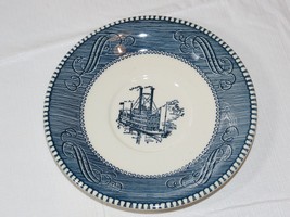Vintage Currier &amp; Ives Paddle Wheel Riverboat Blue White Saucer 6 3/8&quot; USA stmp~ - £14.36 GBP