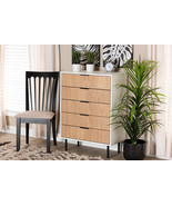 Tara Two-Tone White and Natural Brown Black Metal 5-Drawer Storage Cabinet - €346,06 EUR