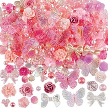 Resin Cabochons Butterfly Slime Charms Pink White Bulk Assorted Lot 350pcs - £24.22 GBP