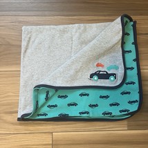 Just One You Carters Cotton Baby Blanket Gray Navy Teal Car Vehicle Reve... - $18.99