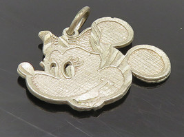 925 Sterling Silver - Vintage Dark Tone Minnie Mouse Face Drop Pendant - PT7551 - £24.34 GBP