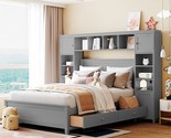 Merax Full Size Wooden Bed with All-in-One Cabinet and Shelf - $1,128.99