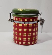 Vintage Susan Winget Cracker Barrel Hinged Mini Canister - Plaid Pattern - £14.45 GBP