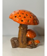 VTG Unknown Brand Ceramic Orange Mushroom With Perforated Design MCM Dec... - £32.33 GBP