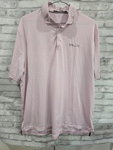 Ralph Lauren RLX Pink Gray White Horitzontal Stripe Polo Sz XL Embroider... - $31.47 CAD
