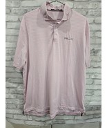 Ralph Lauren RLX Pink Gray White Horitzontal Stripe Polo Sz XL Embroider... - $437.71 MXN