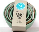 Martha Stewart Stoneware 3 Piece Bowl Set Mint Green Dishwasher &amp; Microw... - $31.99