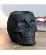 Matte Black Gothic Skull Skeleton Ceramic Votive Candle Essential Oil Wa... - $28.51 CAD