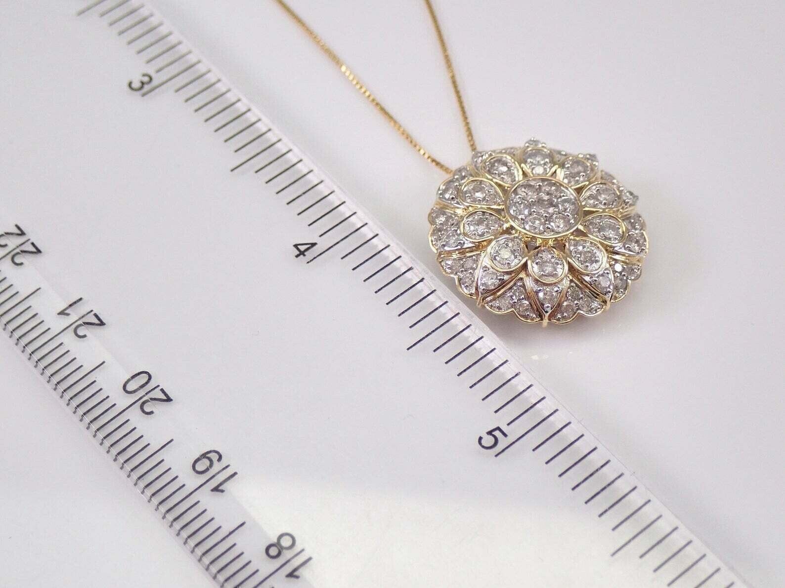 14K Yellow Gold Finish 2.00Ct Round Cut VVS1/D Diamond Cluster Pendant Necklace Item image 3
