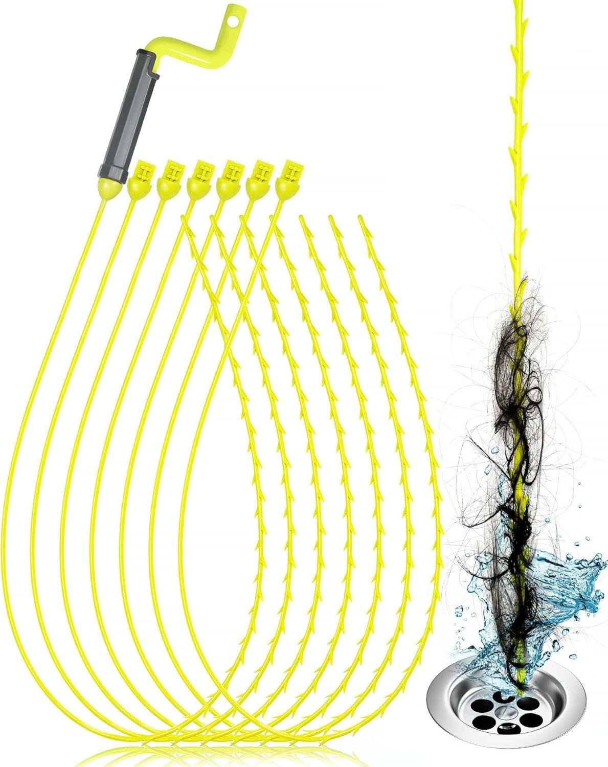 35inch Drain Clog Remover, Drain Cleaner Hair Clog Remover with Rotating... - £15.73 GBP