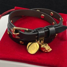 New hot brand male & female rock skeleton pendant Leather bracelet Punk willow p - £38.90 GBP