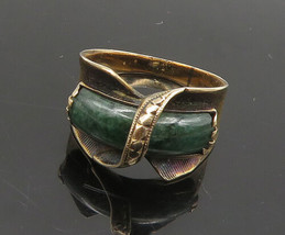 14K GOLD - Vintage Antique Jasper Concave Band Ring Sz 5.5 - GR040 - £317.16 GBP