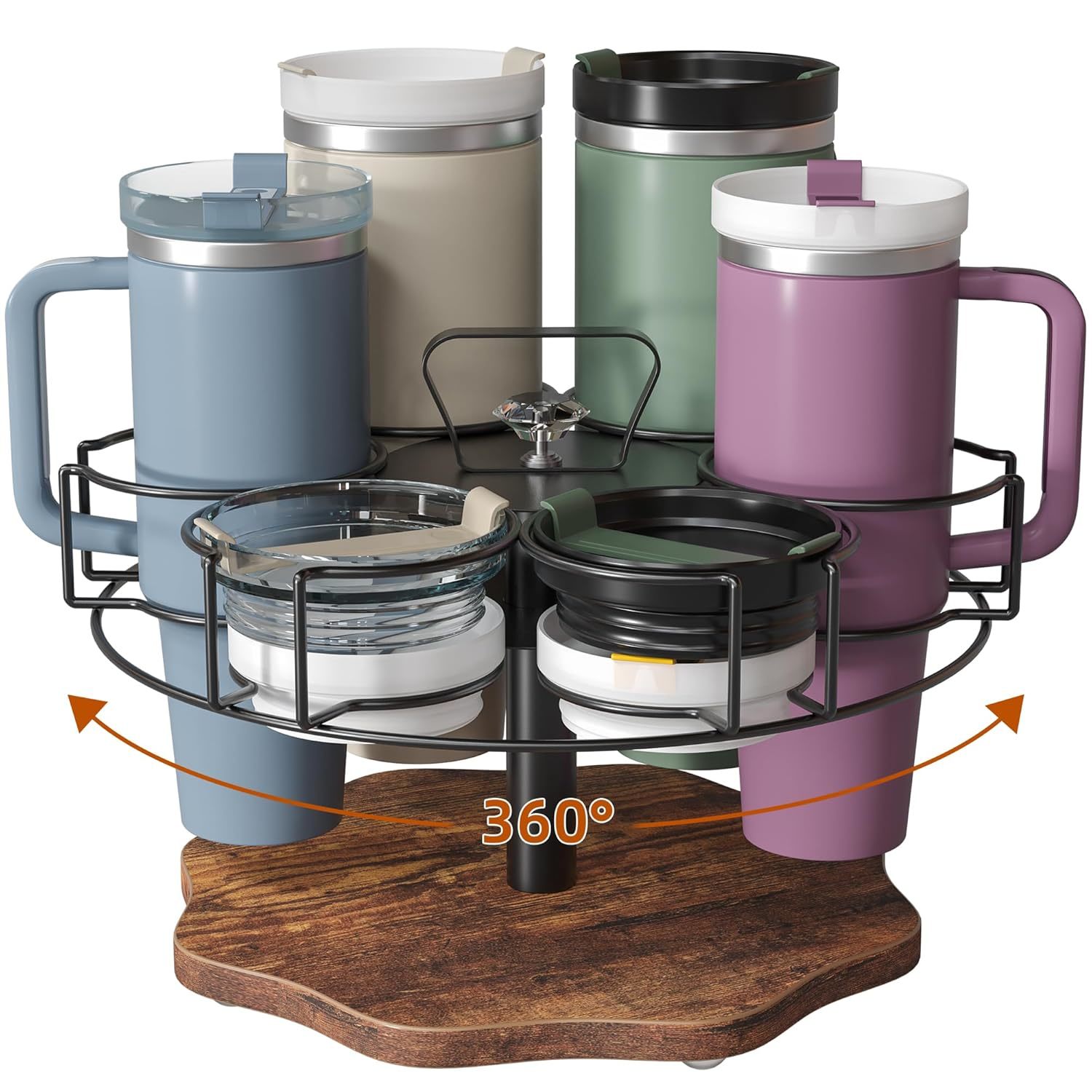 Stanley Cup Organizer Rotatable Tumbler Organizer 6 Slot Revolving Water Bottle