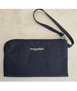 Baggallini Wristlet Clutch Deep Navy Blue Nylon Grey Interior RFID Zip C... - $14.84