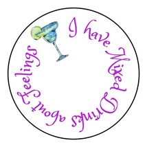 I have Mixed Drinks about Feelings funny sarcastic round coaster, hardbo... - $6.00
