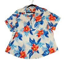 Cathy Daniels Womens 2X Hawaiian Pullover Top Floral Cover Up Short Slee... - £10.03 GBP