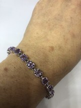 Vintage Amatista Pulsera Deco 925 Plata de Ley Genuino Piedras - £115.15 GBP