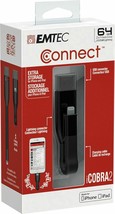 NEW Emtec Connect iCobra2 64GB Black USB 2In1 Flash Drive for iPhone 7+/6+/6S/5C - £17.93 GBP