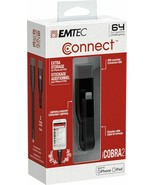 NEW Emtec Connect iCobra2 64GB Black USB 2In1 Flash Drive for iPhone 7+/... - £17.79 GBP