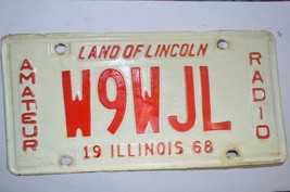 Illinois  1968  License Plates  metal PAIR  W9WJL Amateur Radio - $185.81 MXN