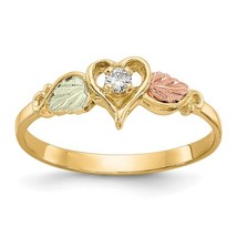 Black Hills Gold 10K Tri-Color Diamond Heart Ring - £212.38 GBP