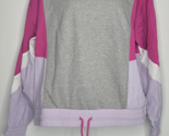 Peloton Chic Fabric Mix Pullover Sweatshirt Sweater Pink Gray Large Wind... - $39.99
