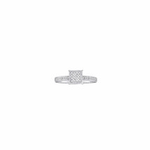 10k White Gold Womens Round Diamond Square Cluster Ring 1/10 Cttw - £176.14 GBP