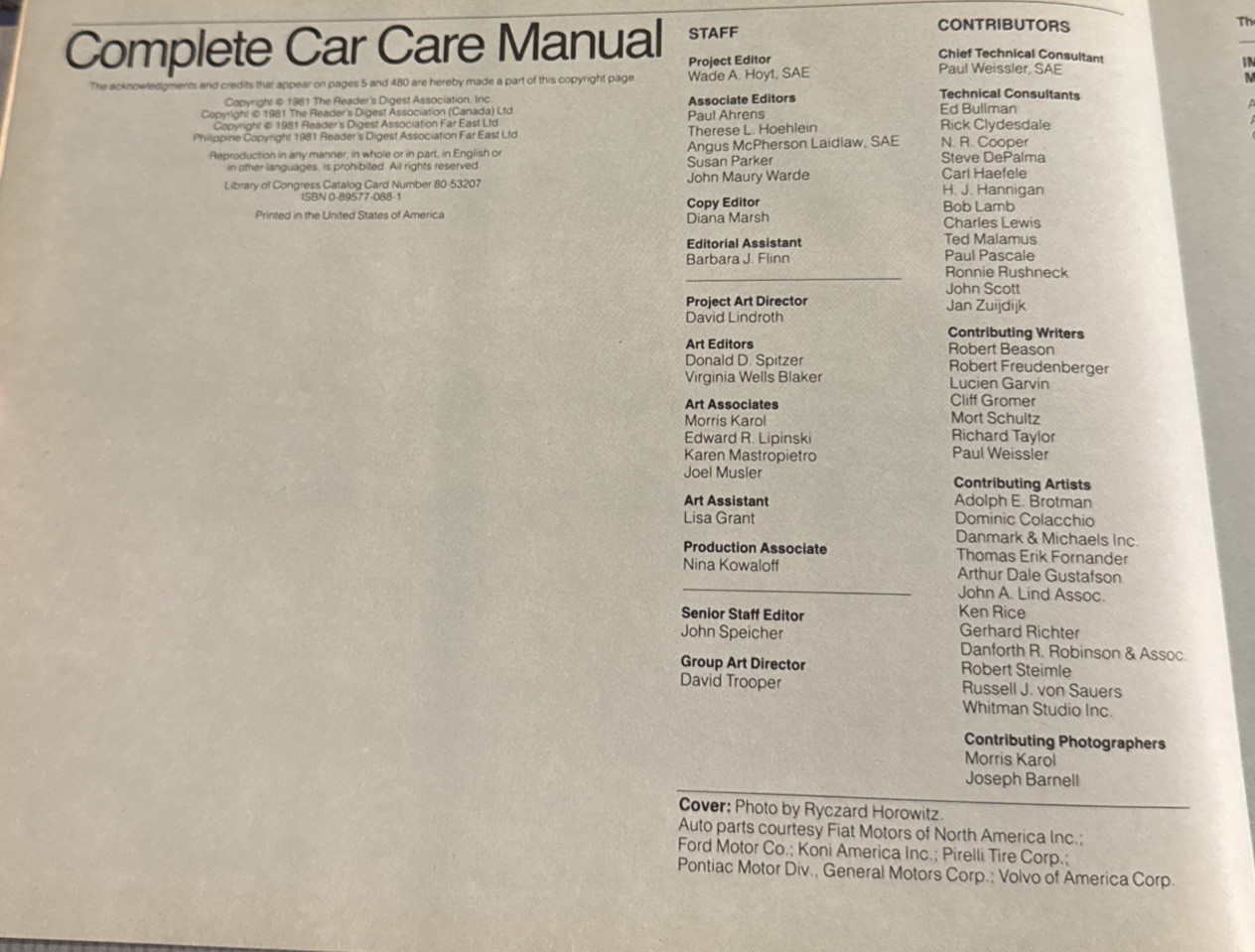 Vintage 1981 Reader’s Digest Complete Car Care Manual - 480 Page Hard Cover Book Item image 4