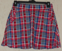 Excellent Womens &quot;T&quot; By Talbots Patriotic Plaid Pull On Skort W/ Pockets Size M - £26.09 GBP