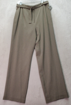Alfani Dress Pants Women Sz 14 Taupe Acetate Lined Belted Straight Leg High Rise - £25.48 GBP