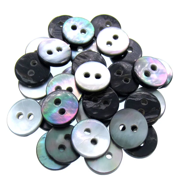 50Pcs Black mother of pearl shirt buttons natural shell buttons black ir... - £12.19 GBP