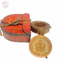 Antique Flat Pocket Compass with Coronation of Queen Elizabeth II Engraved || (A - £35.58 GBP
