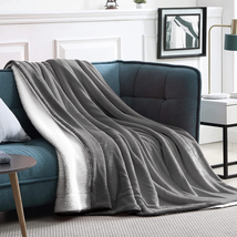 Professional title: &quot; Sherpa Fleece Blanket - Twin Size 60”X80” Grey - Ultra Sof - £28.45 GBP