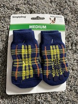 SimplyDog Dog Socks Size Medium Blue &amp; Yellow Fits Up To 5.5” 14cm - £4.74 GBP