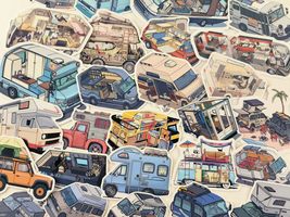 27pc Classic RV Camper Van Vinyl Stickers Ourdoor activities - £6.16 GBP