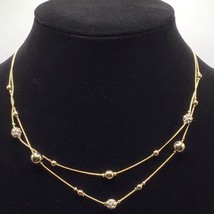 New Loft Modern Illusion Collar Necklace With Gold Tone and Rhinestone Balls - £11.79 GBP